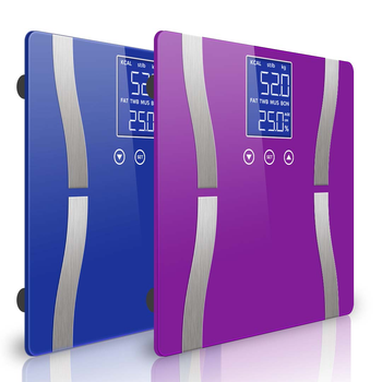 2X Glass LCD Digital Body Fat Scale Bathroom Electronic Gym Water Weighing Scales Blue/Purple image