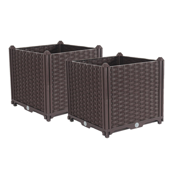 2X 40cm Raised Planter Box Vegetable Herb Flower Outdoor Plastic Plants Garden Bed image
