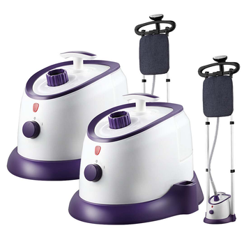 2X Garment Steamer Vertical Twin Pole Clothes 1700ml 1800w Professional Steaming Kit Purple image