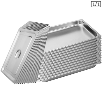 12X Gastronorm GN Pan Full Size 1/1 GN Pan 4cm Deep Stainless Steel Tray With Lid image