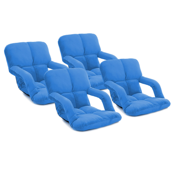 4X Foldable Lounge Cushion Adjustable Floor Lazy Recliner Chair with Armrest Blue image