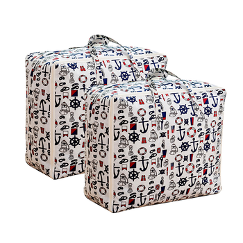 2X Nautical Icons Large Storage Luggage Bag Double Zipper Foldable Travel Organiser Essentials image