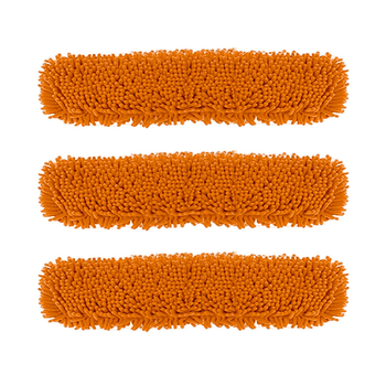 3X 80x12 Orange Microfiber Flat Mop Floor Cleaning Pads Rotating Dust Remover image