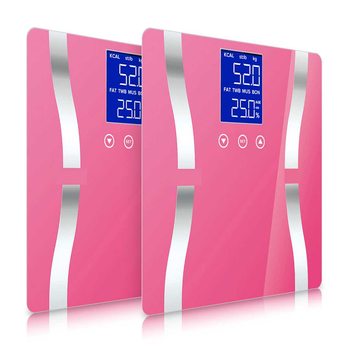 2X Glass LCD Digital Body Fat Scale Bathroom Electronic Gym Water Weighing Scales Pink image