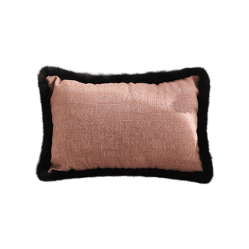 35cm Mid-century Style Raised Embroidery Texture Edged Lumbar Throw Pillow image