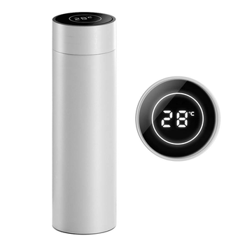 500ML Stainless Steel Smart LCD Thermometer Display Bottle Vacuum Flask Thermos White image