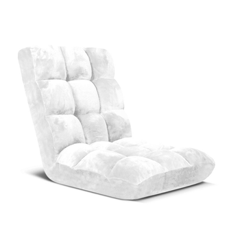 Floor Recliner Folding Lounge Sofa Futon Couch Folding Chair Cushion White image