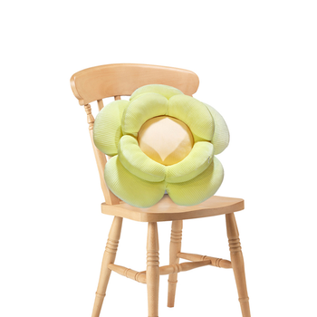 Green Double Flower Shape Cushion Soft Bedside Floor Plush Pillow Home Decor image