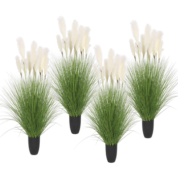 4X 137cm Potted Tall Silk Fake Pampas Grass, Artificial Plants Reed Greenery Flowers, Home Decor image