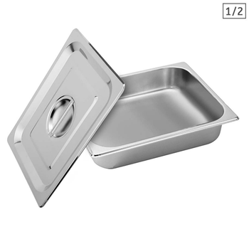 Gastronorm GN Pan Full Size 1/2 GN Pan 6.5cm Deep Stainless Steel Tray With Lid image