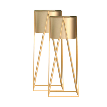 2X 70cm Gold Metal Plant Stand with Gold Flower Pot Holder Corner Shelving Rack Indoor Display image
