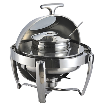 6.5L Stainless Steel Round Soup Tureen Bowl Station Roll Top Buffet Chafing Dish Catering Chafer Food Warmer Server image