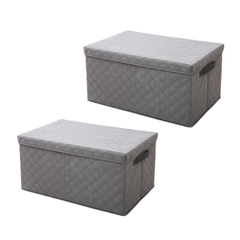 2X Small Grey Non-Woven Diamond Quilt Grid Fabric Storage/Organizer Box image