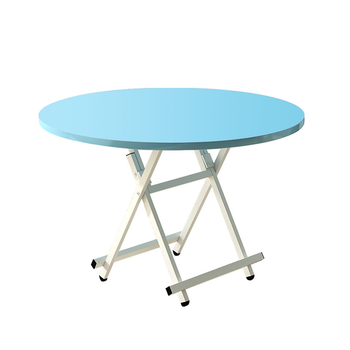 Blue Dining Table Portable Round Surface Space Saving Folding Desk Home Decor image