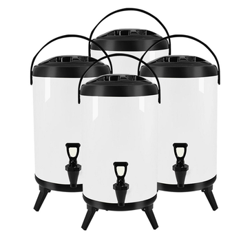 4X 12L Stainless Steel Insulated Milk Tea Barrel Hot and Cold Beverage Dispenser Container with Faucet White image