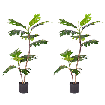 2X 90cm 2-Trunk Artificial Natural Green Split-Leaf Philodendron Tree Fake Tropical Indoor Plant Home Office Decor image