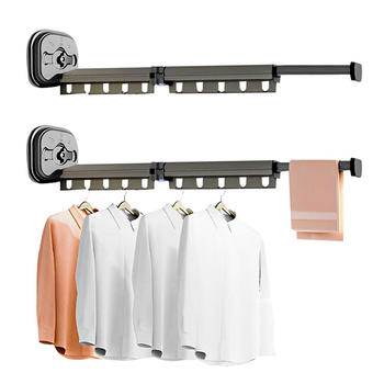 2X 93.2cm Wall-Mounted Clothing Dry Rack Retractable Space-Saving Foldable Hanger image