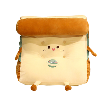 Cute Face Toast Bread Wedge Cushion Stuffed Plush Cartoon Back Support Pillow Home Decor image