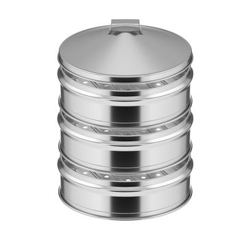 3 Tier Stainless Steel Steamers With Lid Work inside of Basket Pot Steamers 28cm image