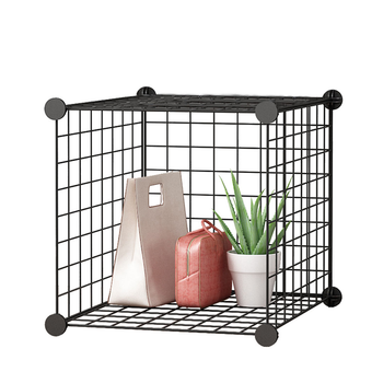 Black Portable Single Cube Storage Organiser Foldable DIY Modular Grid Space Saving Shelf image