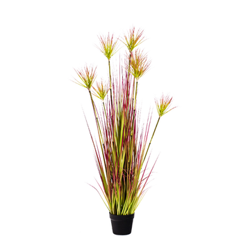 120cm Purple-Red Artificial Indoor Potted Papyrus Plant Tree Fake Simulation Decorative image