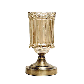 25cm Transparent Glass Flower Vase with Metal Base Filler Vase image