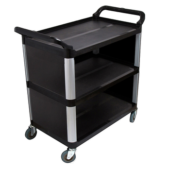 3 Tier Covered Food Trolley Food Waste Cart Storage Mechanic Kitchen Black image