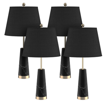 4X 68cm Black Marble Bedside Desk Table Lamp Living Room Shade with Cone Shape Base image
