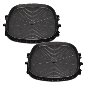 2X Portable Korean BBQ Butane Gas Stove Stone Grill Plate Non Stick Coated Square image