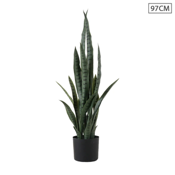 97cm Sansevieria Snake Artificial Plants with Black Plastic Planter Greenery, Home Office Decor image
