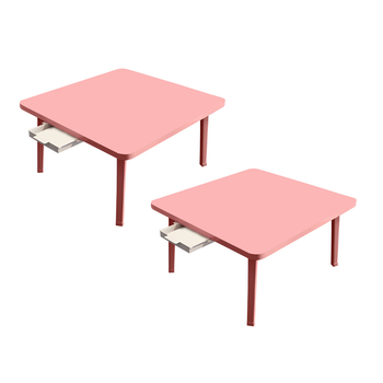 2X Pink Portable Floor Table Small Square Space-Saving Mini Desk Home Decor image