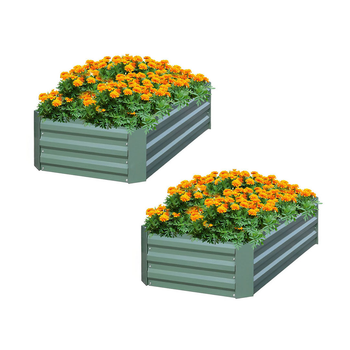 2X 120X60cm Rectangle Galvanised Raised Garden Bed Vegetable Herb Flower Outdoor Planter Box image