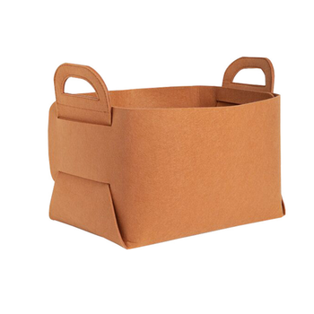 Medium Coffee Foldable Felt Storage Portable Collapsible Bag Home Office Foldable Organiser with Carry Handles image