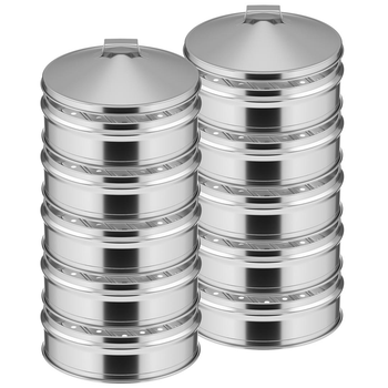 2X 5 Tier Stainless Steel Steamers With Lid Work inside of Basket Pot Steamers 25cm image