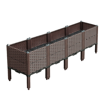 160cm Raised Planter Box Vegetable Herb Flower Outdoor Plastic Plants Garden Bed with Legs Deepen image