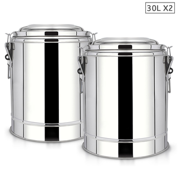 2X 30L Stainless Steel Insulated Stock Pot Hot & Cold Beverage Container image