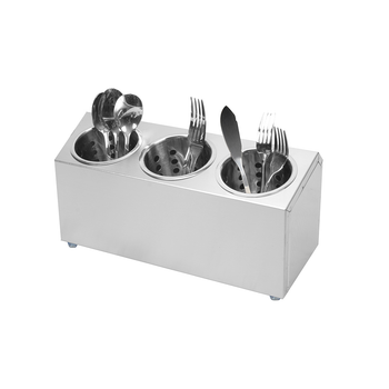 18/10 Stainless Steel Commercial Conical Utensils Cutlery Holder with 3 Holes image