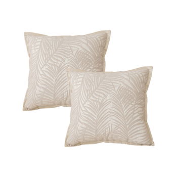 2X 45cm Elegant Palm Leaf Texture & Jacquard Square Throw Pillow image