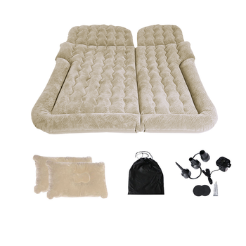 Beige Inflatable Car Boot Mattress Portable Camping Air Bed Travel Sleeping Essentials image