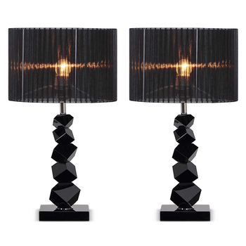 2X 55cm Black Table Lamp with Dark Shade LED Desk Lamp image