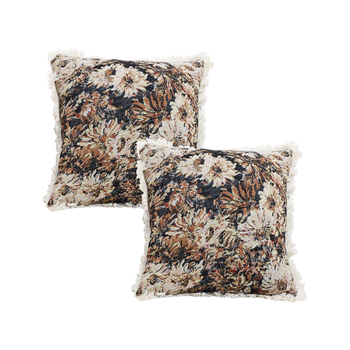 2X 50cm Vintage Oil Painting Color Raised Embroidery Empress Flower Throw Pillow image