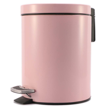 Foot Pedal Stainless Steel Rubbish Recycling Garbage Waste Trash Bin Round 12L Pink image