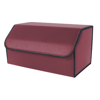 Leather Car Boot Collapsible Foldable Trunk Cargo Organizer Portable Storage Box Red Large image
