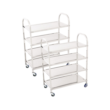 2X 4 Tier Stainless Steel Kitchen Dinning Food Cart Trolley Utility Size Square Small image