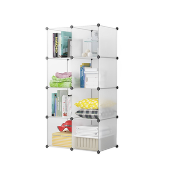 8-Cube Transparent Shelf Box Portable Cubby DIY Storage Shelves Modular Closet Organiser image