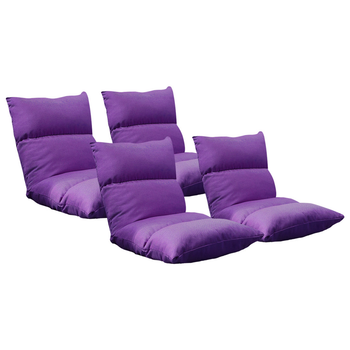 4X Lounge Floor Recliner Adjustable Lazy Sofa Bed Folding Game Chair Purple image
