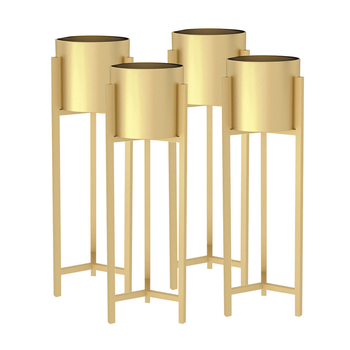 4X 75cm Gold Metal Plant Stand with Flower Pot Holder Corner Shelving Rack Indoor Display image