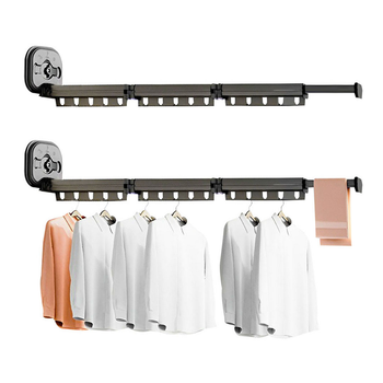2X 127.5cm Wall-Mounted Clothing Dry Rack Retractable Space-Saving Foldable Hanger image