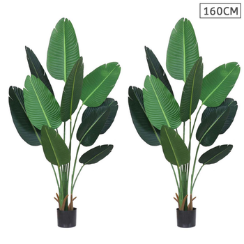 2X 160cm Artificial Green Indoor Traveler Banana Fake Decoration Tree Flower Pot Plant image