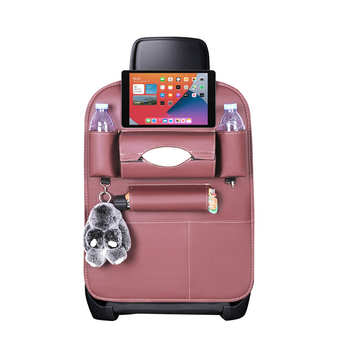PVC Leather Car Back Seat Storage Bag Multi-Pocket Organizer Backseat and iPad Mini Holder Coffee image